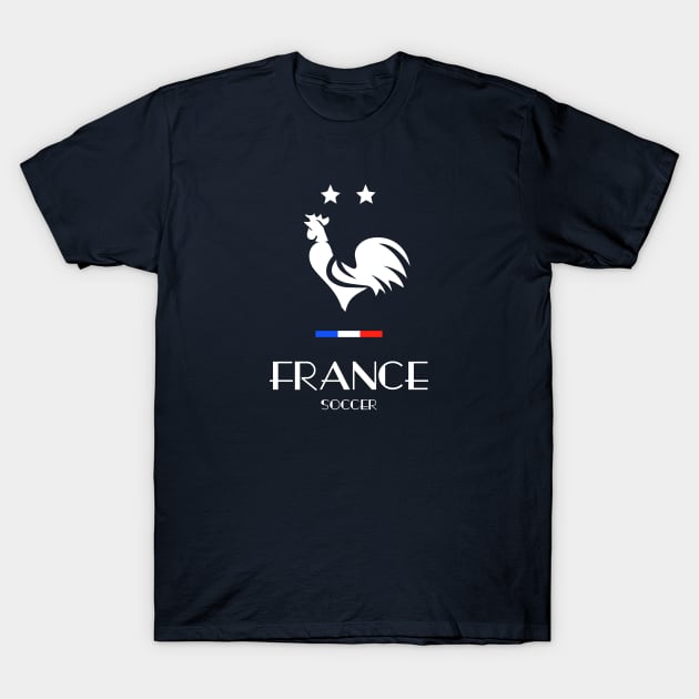 France Rooster Two Stars Soccer Football Flag T-Shirt by French Salsa